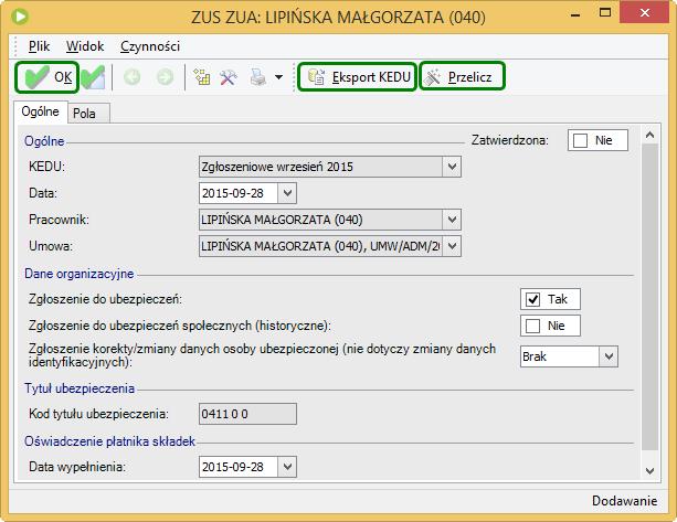 "Formularz umowy Tworzenie ZUA, ZWUA, ZZA" Otworzy się