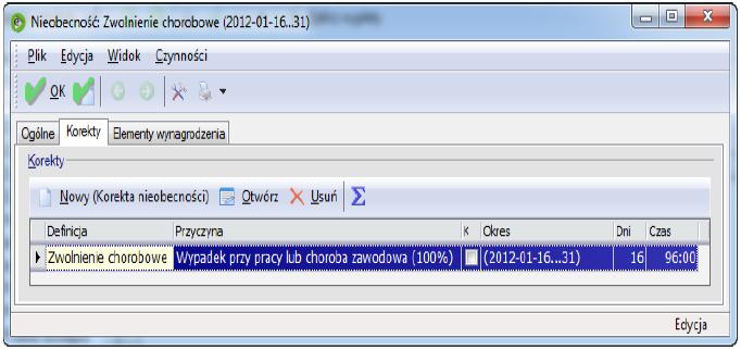 Wprowadzona korekta Następnie naliczamy wypłatę z datą wypłaty w lutym