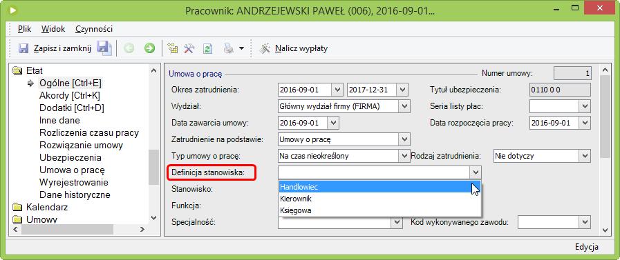 Użytkownika. Przy pomocy organizatora widoku należy wybrać pola, które mają się pojawić na formularzu.