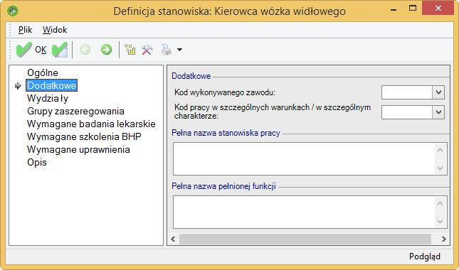 wg planu, wg obecności, wg zestawień Zaszeregowanie Grupa zaszeregowania (domyślna): - Pole do uzupełnienia tylko z wyboru ustawionych w konfiguracji grup zaszeregowania. Wymiar etatu.