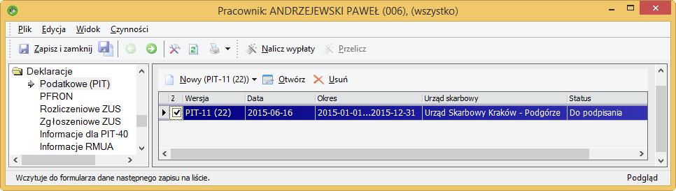 Edycja wartości deklaracji PIT Edycja deklaracji PIT umożliwia ręczną zmianę naliczonych wartości.