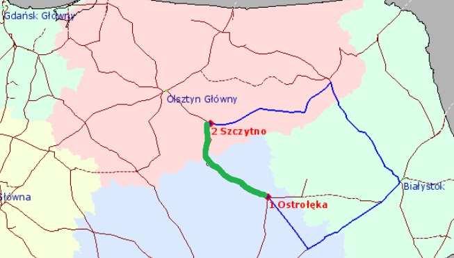 Ostrołęka Szczytno (odbudowa) 70 km Relacje: Ostrołęka Olsztyn