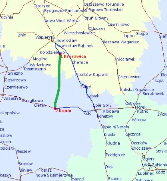 Kruszwica -Konin 60 km Relacje: Bydgoszcz Konin Inowrocław Konin