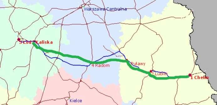 Chełm Lublin Puławy Łódź (1520 mm) Długość 300 km Potencjalne relacje: Chiny Ukraina - Łódź : N/A Zupełnie nowa