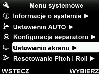 Wybierz opcję Brightness (jasność) i naciśnij przycisk SELECT (wybierz), aby dostosować jasność wyświetlacza na skali 1 100%.