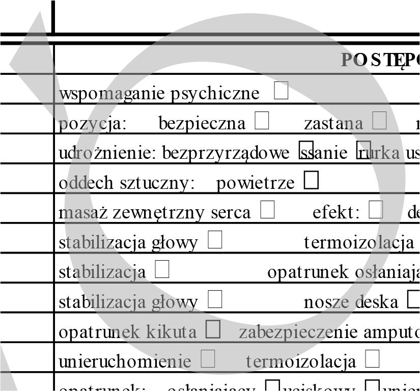 ..... Telefon kontaktowy: CZAS Godzina: Minuty: Adres: Przybycia NIE WYRAŻAM ZGO DY NA UDZIELENIE PO MO CY 2) Podpis poszkodowanego lub opiekuna prawnego poszkodowanego: Udzielenia pomocy Przekazania