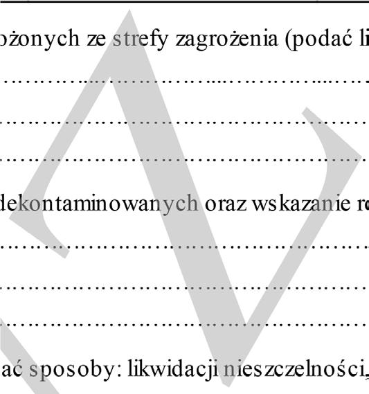 Zastosowane ochrony osobiste w strefie zagrożenia:.. 2.1. Pomiary: nazwa substancji oraz parametr dostępny według dokumentacji: 1. 2. 3... Lp.