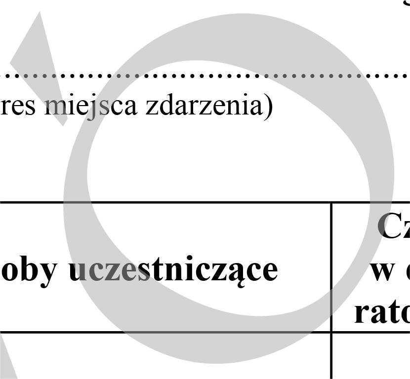 .. w godzinach**...... (adres miejsca zdarzenia) Lp.