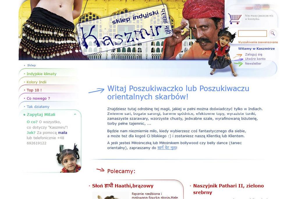 Sklep internetowy Kaszmir Sklep internetowy z odzieżą i rękodziełem indyjskim.