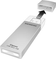Instalowanie rządzenia Gigaset USB Stick 108 Podłączanie rządzenia Gigaset USB Stick 108 ì Zdejmij zatyczkę zrządzenia Gigaset USB Stick 108 i podłącz je do wolnego port USB komptera. Uwaga!