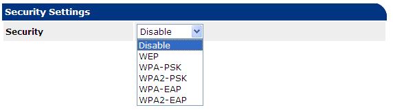 Zmienianie ustawień sieciowych ze strony sieci Web 6 W opcji [Security method] wybierz metodę zabezpieczeń ustawioną na punkcie dostępowym, z którym ma zostać nawiązane połączenie.