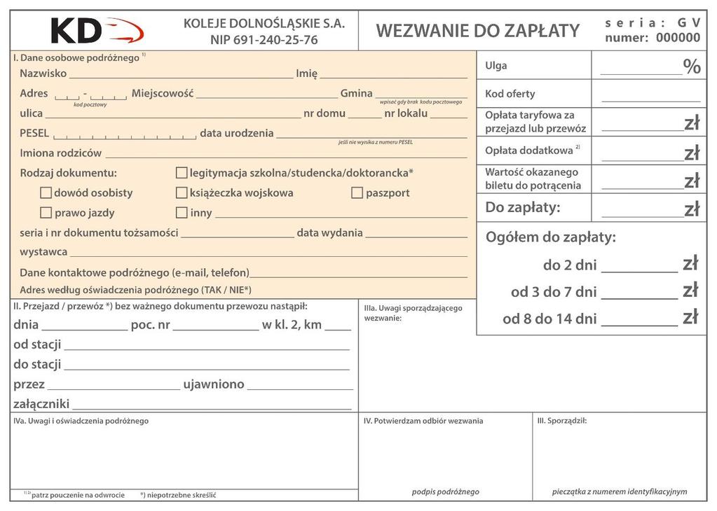 Wzór nr 5b Druk wezwania do zapłaty wydawanego