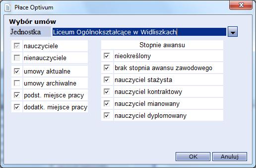 nauczyciele została automatycznie zaznaczona, ponieważ operacja