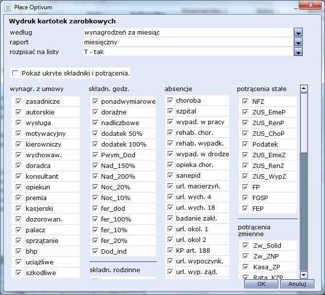 Wydruk kartotek zarobkowych 61 Program automatycznie zestawi dane i wyświetli dokument w prawym panelu ekranu. 5. Przejrzyj dane na wyświetlonym dokumencie. 6. Kliknij kartotekę prawym przyciskiem myszy i z menu kontekstowego kliknij pozycję Drukuj zawartość ekranu.