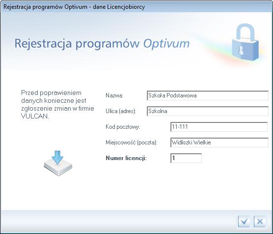 Załączniki 87 Zatwierdź wprowadzone dane - kliknij przycisk. Po zaakceptowaniu wprowadzonych danych rejestrator zweryfikuje ich poprawność, łącząc się z serwerem firmy VULCAN.