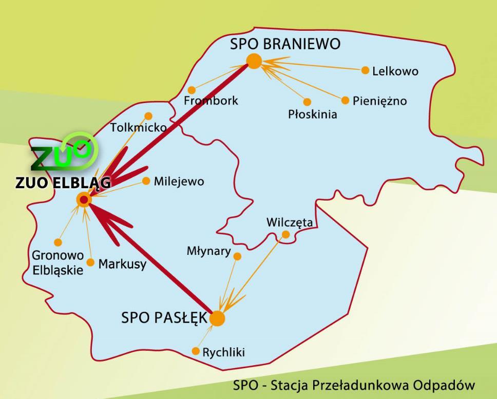 Są to następujące gminy: Powiat Gmina miasto Elbląg Miasto Elbląg powiat elbląski Elbląg, Gronowo Elbląskie, Markusy, Milejewo, Tolkmicko, Młynary, Pasłęk, Rychliki powiat braniewski Braniewo (M),