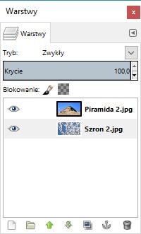 jako warstwy (nasze zdjęcia mają nazwy: Piramida 2.jpg oraz Szron 2.jpg) W oknie dokowanym powinniśmy zobaczyć Rysunek 48.