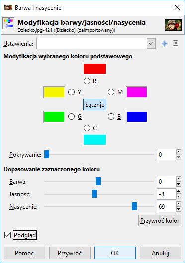 Barwa i nasycenie Kolejnym etapem jest nałożenie