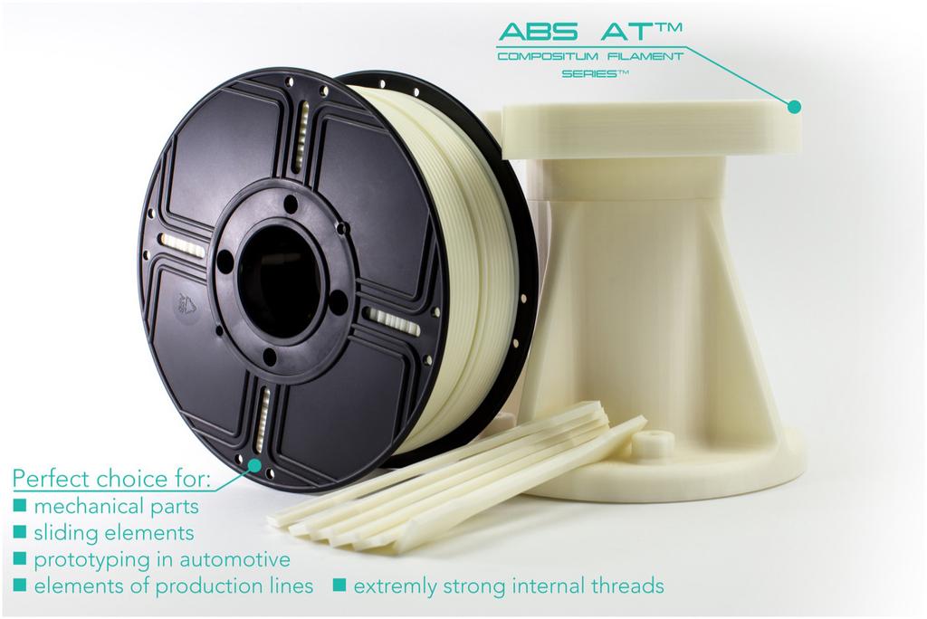 Filament ABS ST podobnie jak cała rodzina filamentów Compositum odznacza się niskim stopniem wydzielania substancji lotnych oraz bardzo niską absorpcją wilgoci, dzięki czemu nie zachodzi potrzeba