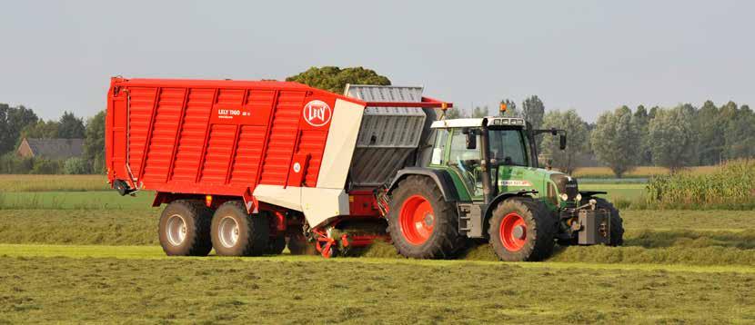 lely TIGO Wielofunkcyjna przegroda Unikalnym rozwiązaniem jest nowa konstrukcja przegrody przyczep Tigo XR. Hydrauliczną przegrodę można przechylać do przodu i do tyłu o ok.