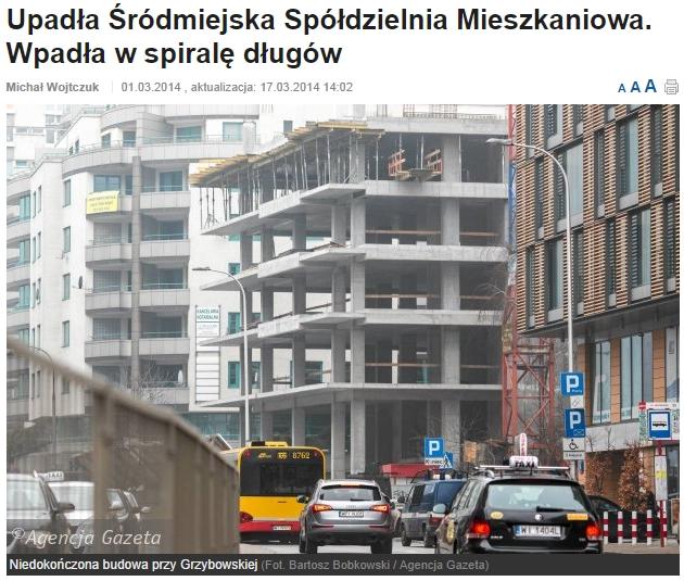 Konsekwencje nieudanej sprzedaży Wizji Jedna z największych warszawskich spółdzielni mieszkaniowych ogłosiła upadłość.