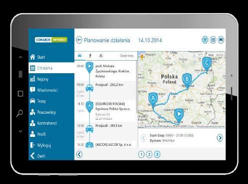 pracowników, możliwość sprawdzenia aktualnego położenia pracowników oraz analizy zarejestrowanych przez nich tras, dodawanie i
