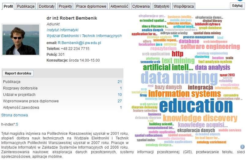 3. Funkcje główne 3.1. Wyszukiwanie pracowników Baza umożliwia wyszukanie pracowników po nazwisku lub dowolnym fragmencie jego opisu. Wybierając nazwisko z listy podpowiedzi otrzymujemy informacje nt.