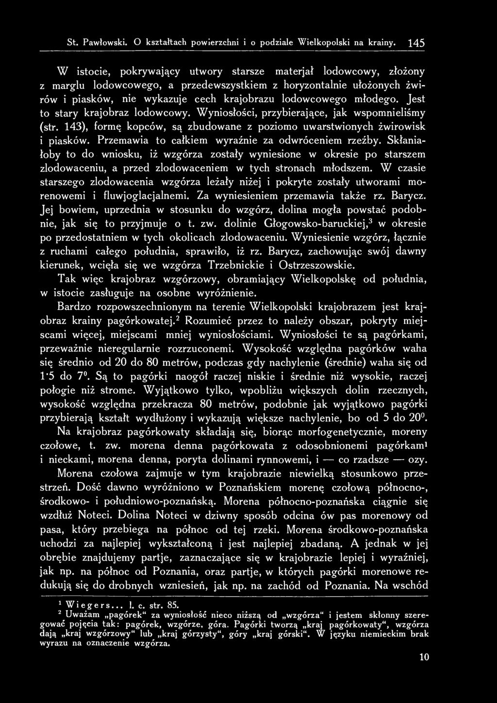St. Pawłowski. O kształtach powierzchni i o podziale Wielkopolski na krainy.