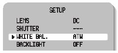 WHITE BALANCE (korekcja bieli) Kolory na ekranie mogą być korygowane za pomocą funkcji WHITE BALANCE. 1. Ustaw kursor na pozycji WHITE BAL w menu ekranowym za pomocą klawiszy UP i DOWN. 2.