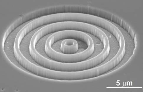 Parametry procesu były następujące: f BCl3 /f Cl2 = 5/30 sccm, P ICP /P RIE = = 1100/50 W, p = 10 mtorr, T = 65 o C. a) b) Rys. 29.