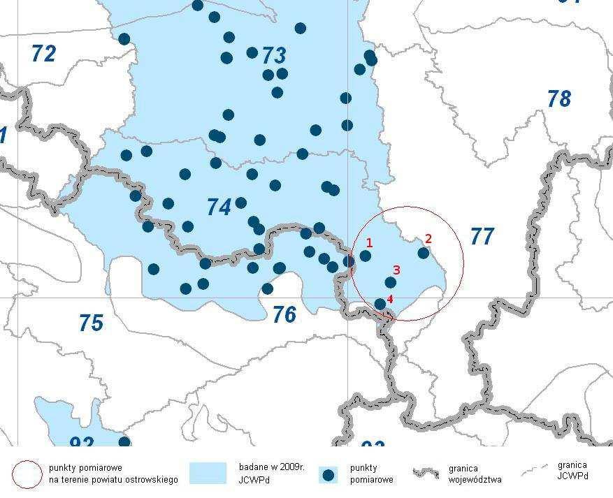 66 S t r o n a Obszar gminy Raszków połoŝony jest na obszarze trzech jednolitych części wód podziemnych JCWPd nr 73 o powierzchni całkowitej 3593 km 2 i JCWPd nr 77 o powierzchni całkowitej 4322 km 2