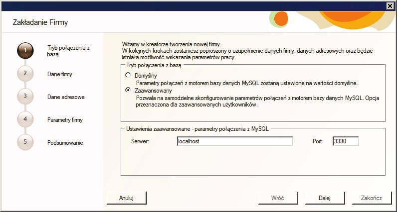 20 Podręcznik użytkownika Symfonia Start e-dokumenty Rys. 1 Okno kreatora Zakładanie firmy.