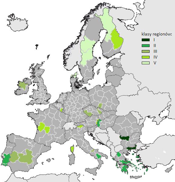 Zróżnicowanie jakości życia na obszarach wiejskich Unii Europejskiej 75 Klasa Class Rys. 2.