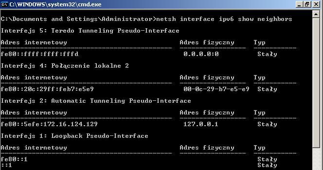 K2 Badanie właściwości IPv6 Host K2 natomiast nic nie widzi.