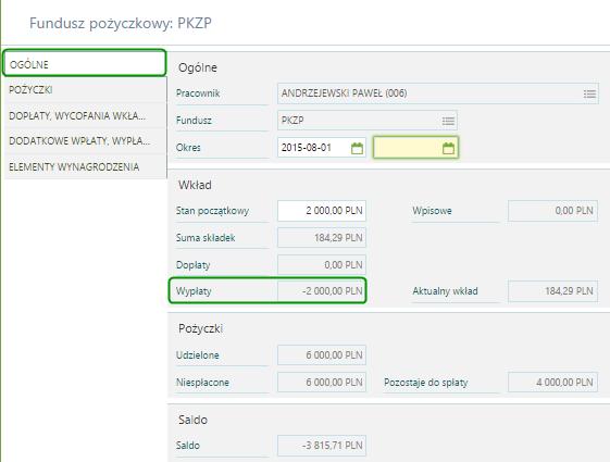 Pomniejszenie wkładu Przykład 2 Jeżeli wkład jest w kwocie większej niż miesięczna rata pożyczki, trzeba