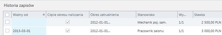 Historia zapisów Dane zgromadzone w programie mogą być modyfikowane na dwa sposoby. Może to być: aktualizacja zapisu lub poprawienie danych. Aktualizacja zapisu zachowuje stary zapis.