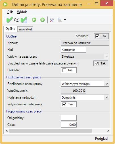 Parametr jest dostępny jeżeli na definicji elementu w parametrze Odchyłek czasu pracy zostanie wybrana opcja Wszystkich lub Wybranych.