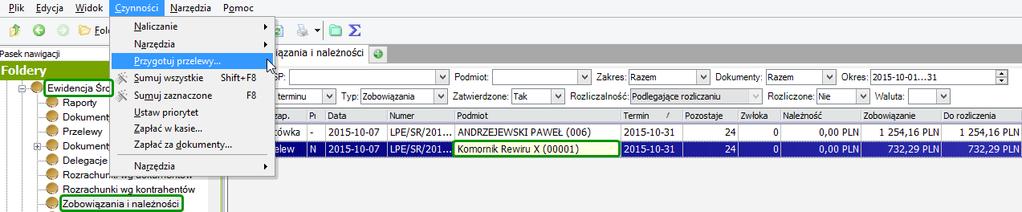 dodatkowe płatności dla list płac' dodaje płatności do nowego dokumentu PK" jest ustawiony na NIE.