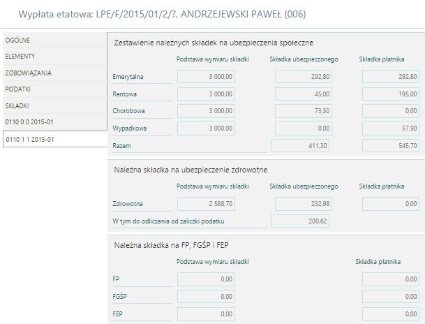 Na jednej zakładce będą naliczone składki na minus z kodem tytułu ubezpieczenia 011000.