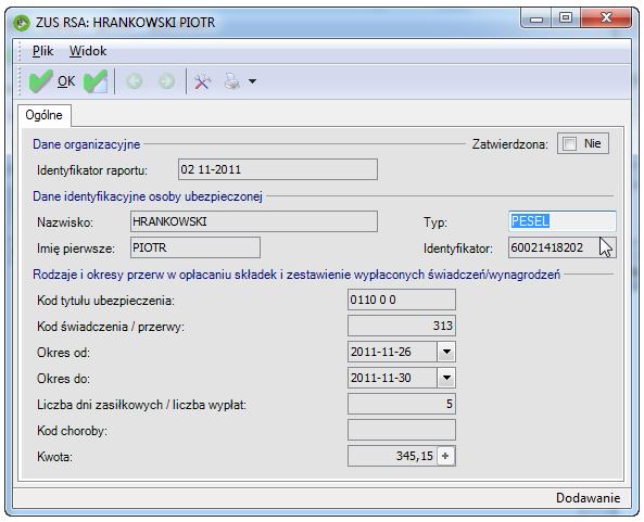 Jeżeli pierwsza deklaracja jest zatwierdzona, to wybierając nową deklarację za ten sam miesiąc, program automatycznie oznaczy ją jako korektę,