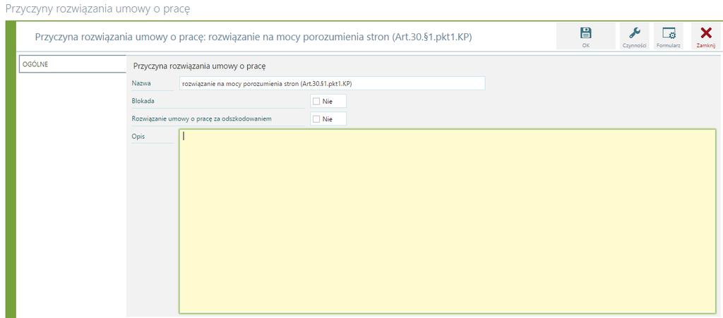 Przeszeregowanie w dniu wpisujemy, od kiedy ma obowiązywać przeszeregowanie przykładowo podwyżka; Nazwa wpisujemy nazwę przeszeregowania; Realizacja należy ustawić stan realizacji Planowane.