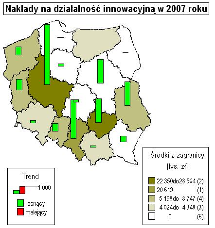 9290 146,98 639364 377,24 372900 220,11 303950 179,55 243502 143,89 Rys. 2.2. Nakłady własne, nakłady budżetowe, środki zagraniczne i kredyty bankowe na działalność innowacyjną w