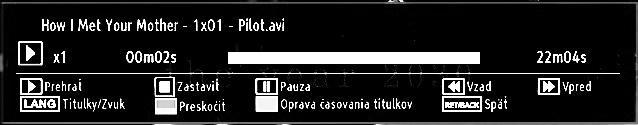 Lang (Prehrať náhľad): Zobrazí vybraný súbor v malom náhľadu obrazovky. ČERVENÉ: Triedi súbory podľa názvu. Prehrať ( tlačidlo): Prehrajú sa všetky súbory médií, začne sa zvoleným súborom.