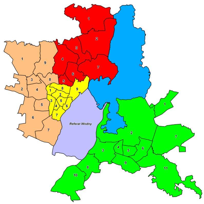 Załącznik Nr 1 do Regulaminu Straży Miejskiej Szczecin Zakres terytorialny funkcjonowania oddziałów i referatu wg Rad Osiedlowych : Oddział Śródmieście Oddział Północ 1 - Łękno 1 - Skolwin 2 -