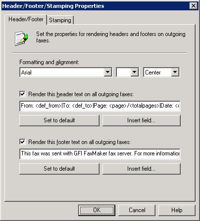 Screenshot 77: Opcje nagłówka/stopki dla faksów wychodzących 2.