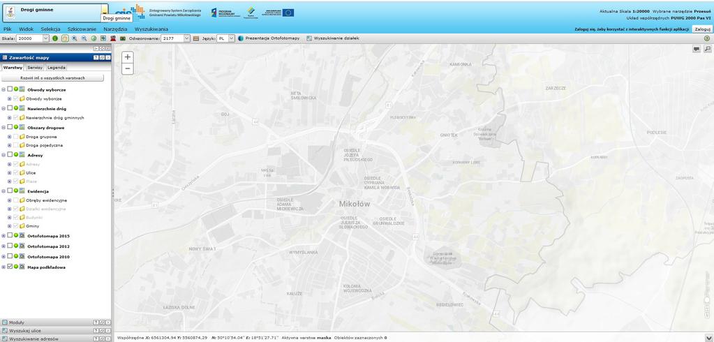 Moduł drogi gminne Został stworzony nowy moduł o nazwie drogi gminne. Zawiera on 9 serwisów mapowych.