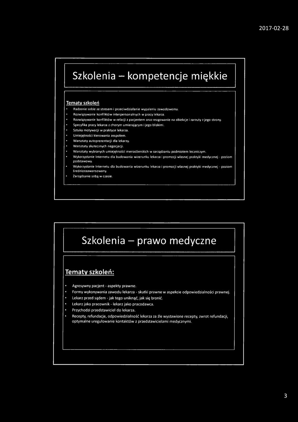 Wykorzystanie Internetu dla budowania wizerunku lekarza i promocji własnej praktyki medycznej - poziom średniozaawansowany. Zarządzanie sobą w czasie.