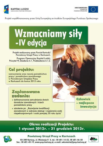 zawodowe pn. Opiekunka osób starszych z językiem niemieckim dla 20 osób, szkolenie zawodowe pn. Opiekunka osób starszych dla 4 osób, staż dla 22 osób w zawodzie opiekunki osób starszych.