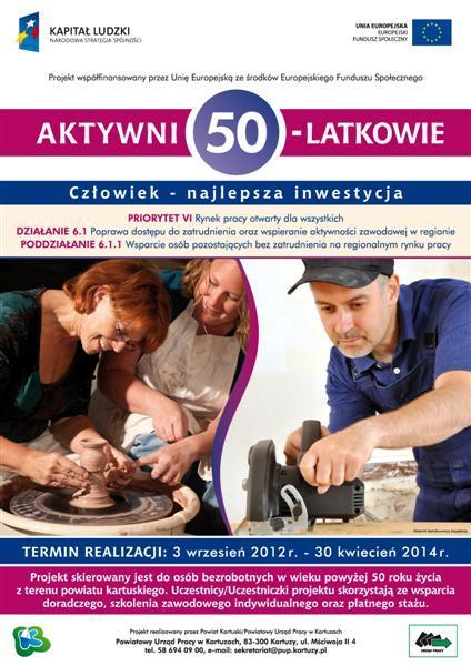 6) Aktywni 50-latkowie Projekt jest współfinansowany przez Unię Europejską ze środków Europejskiego Funduszu Społecznego w ramach PO KL, Priorytet VI, Działanie 6.1,