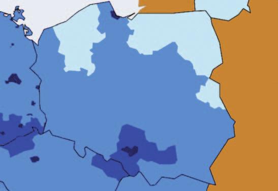 Infrastruktura transportowa Ważną miarą jakości infrastruktury kolejowej jest jej dostępność Dominujący obszar Polski cechuje niska dostępność transportu kolejowego.